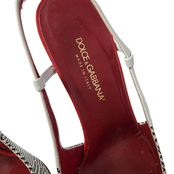 DOLCE & GABBANA Houndstooth Slingback Heels - 7 1/2 - Picture 2 of 8